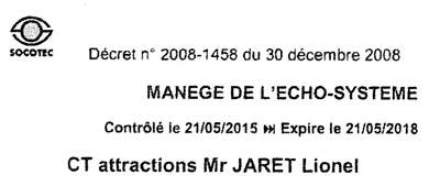 Décrêt SOCOTEC pour le Manège Echo-système Écologique